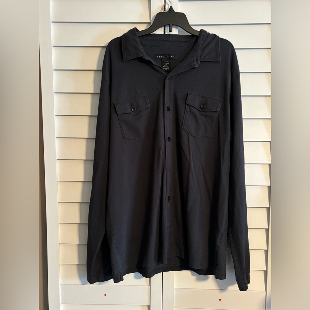 Vtg Structure Button Down Black Long Sleeves Shir… - image 1